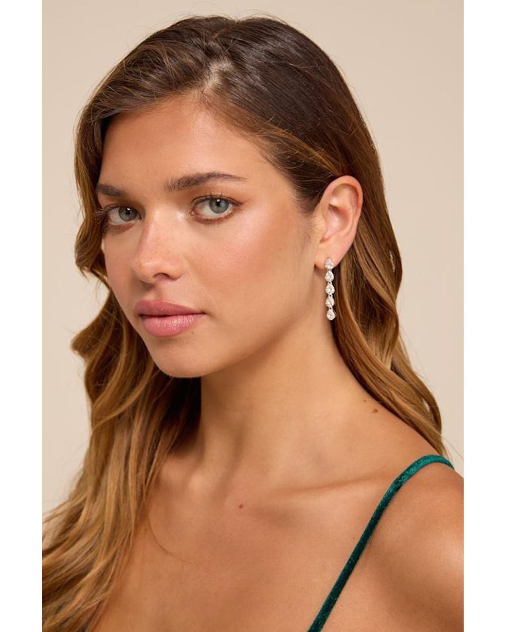 Lulus Natural Brilliant Shine Rhinestone Drop Earrings