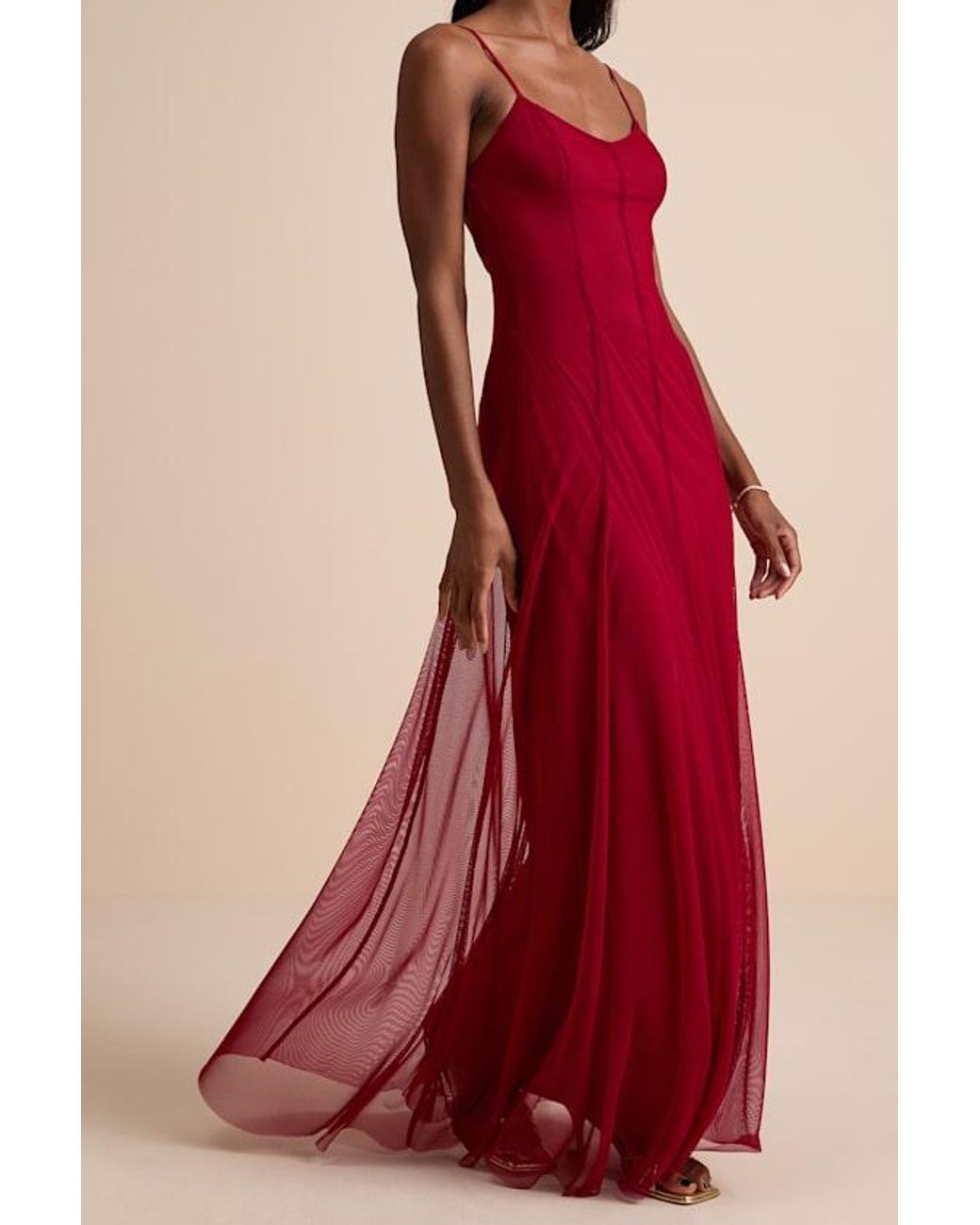 Lulus Red Atori Mesh Sleeveless Maxi Dress