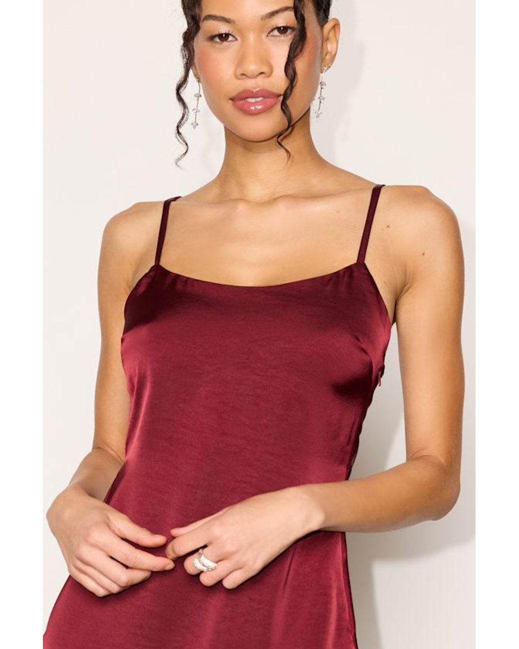Lulus Red Dandria Satin Cowl Back Mini Dress