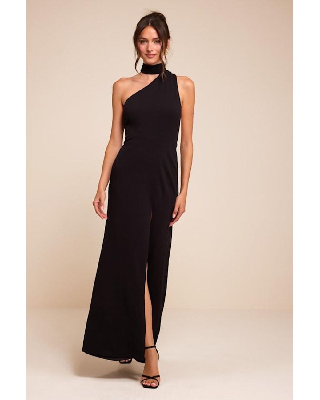 Lulus Blue Keep It Interesting Asymmetrical Cutout Halter Maxi Dress