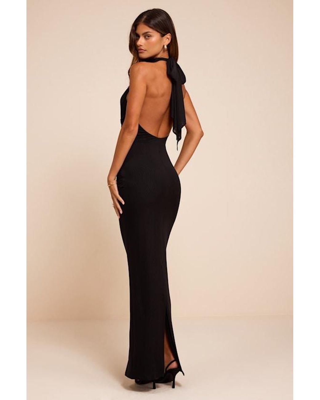 Lulus Natural Frona Mesh Backless Maxi Dress