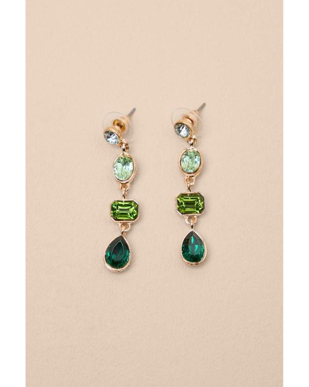 Lulus Brown Precise Radiance Rhinestone Drop Earrings