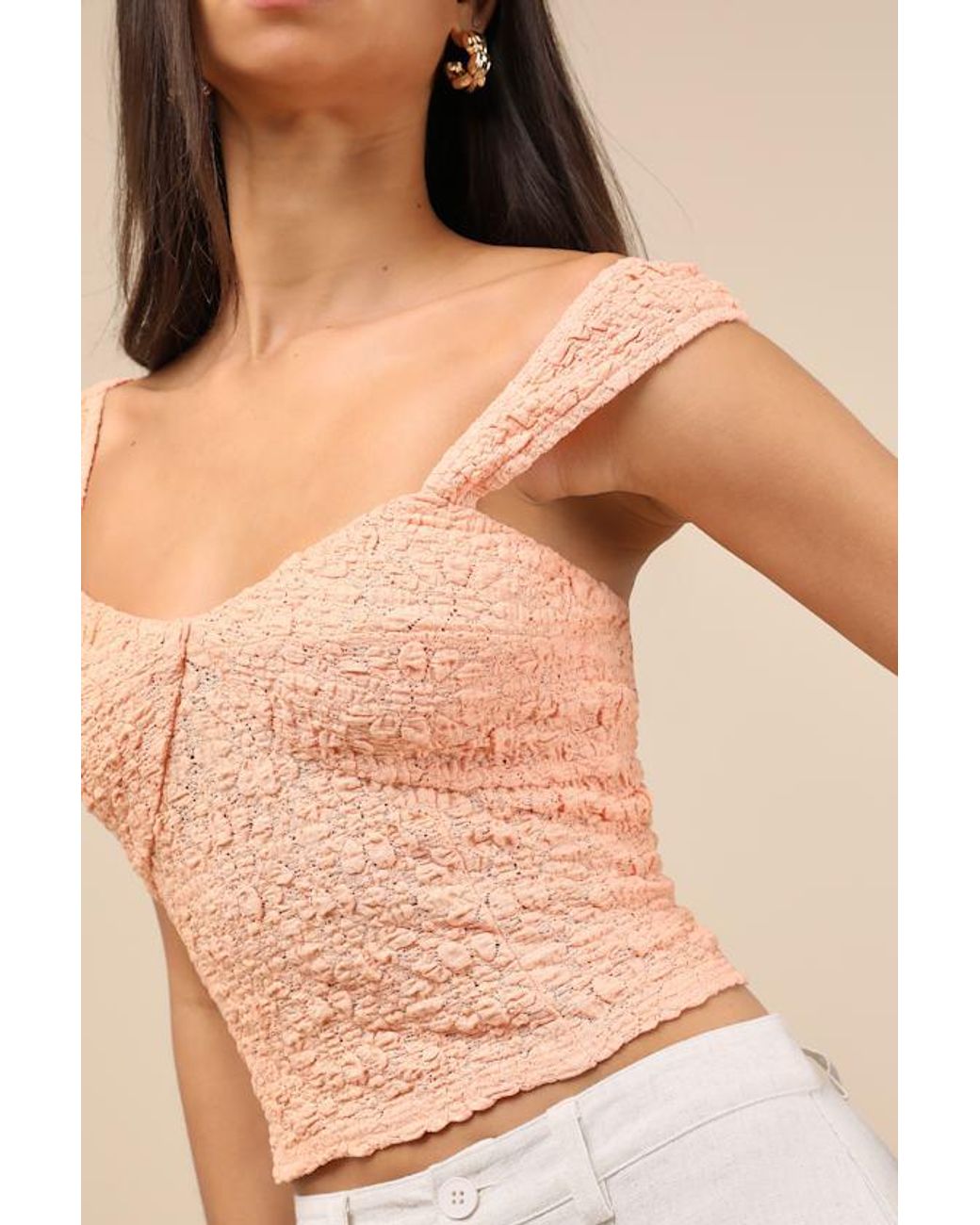 Lulus Natural Wilda Jacquard Knit Sleeveless Top