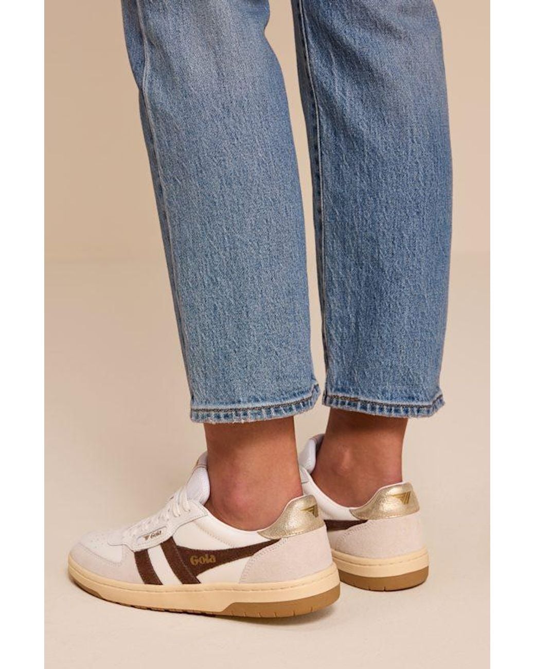 Gola Natural Hawk And Dark Color Block Suede Sneakers
