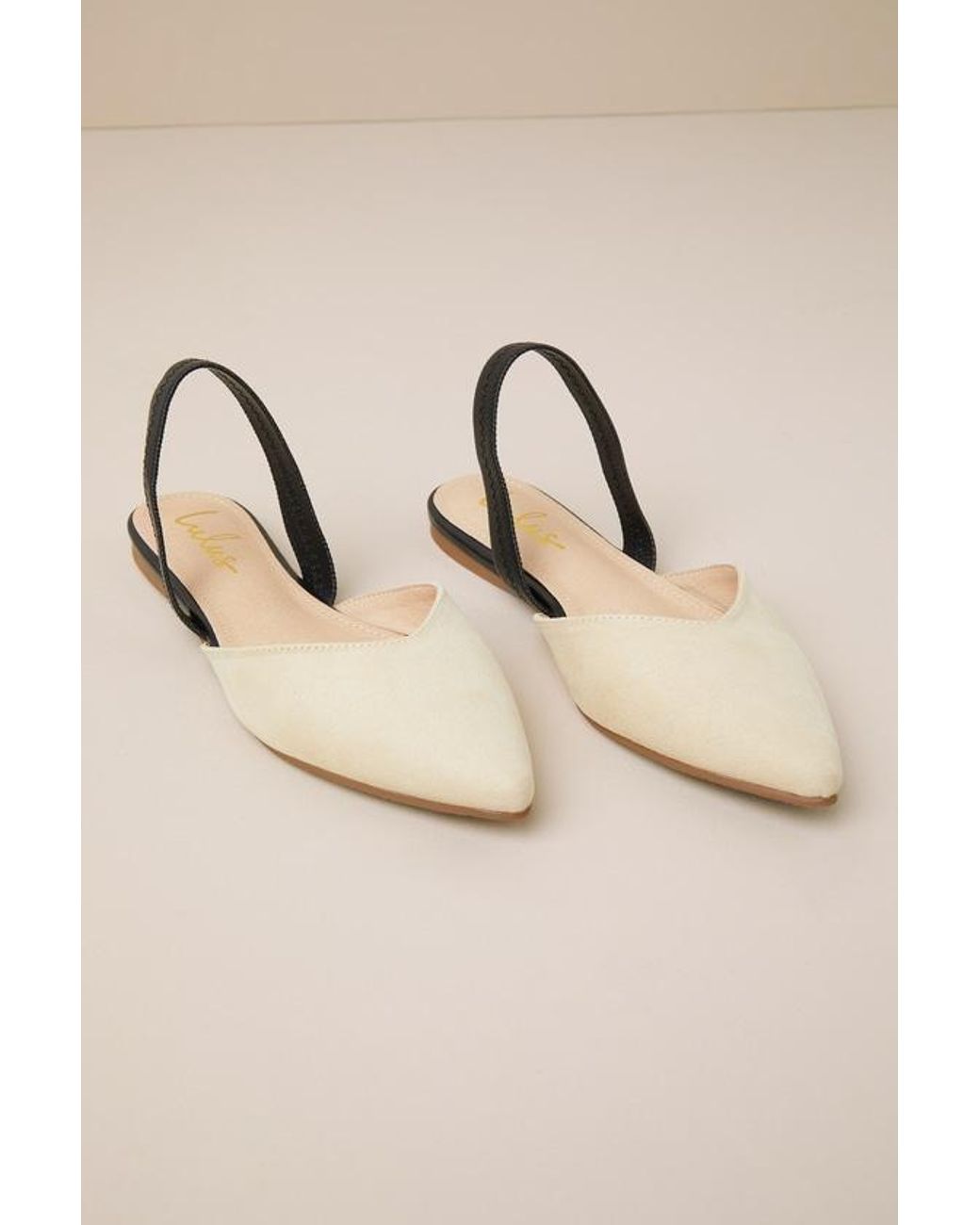 Lulus Natural Mae Suede Pointed-Toe Slingback Flats