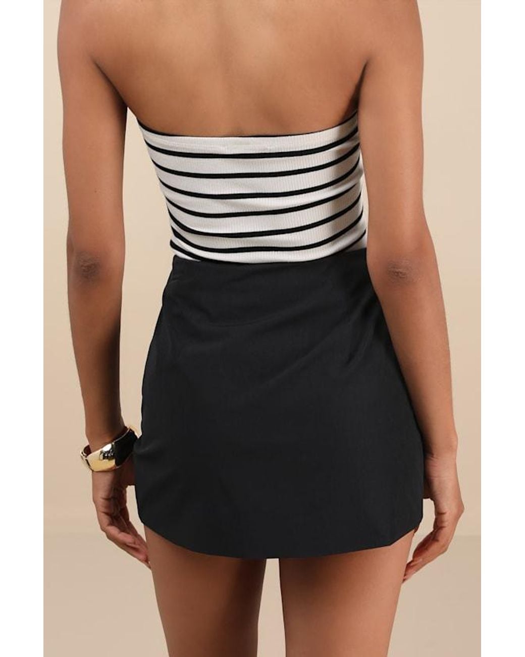Lulus Black Briana Notched Mini Skirt
