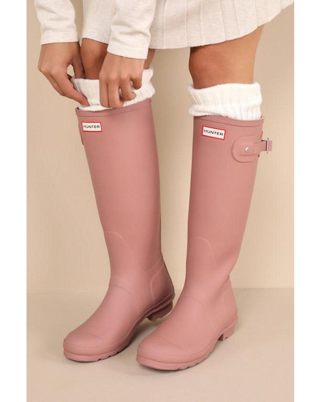 HUNTER Original Tall Medium Rain Boots in Pink | Lyst