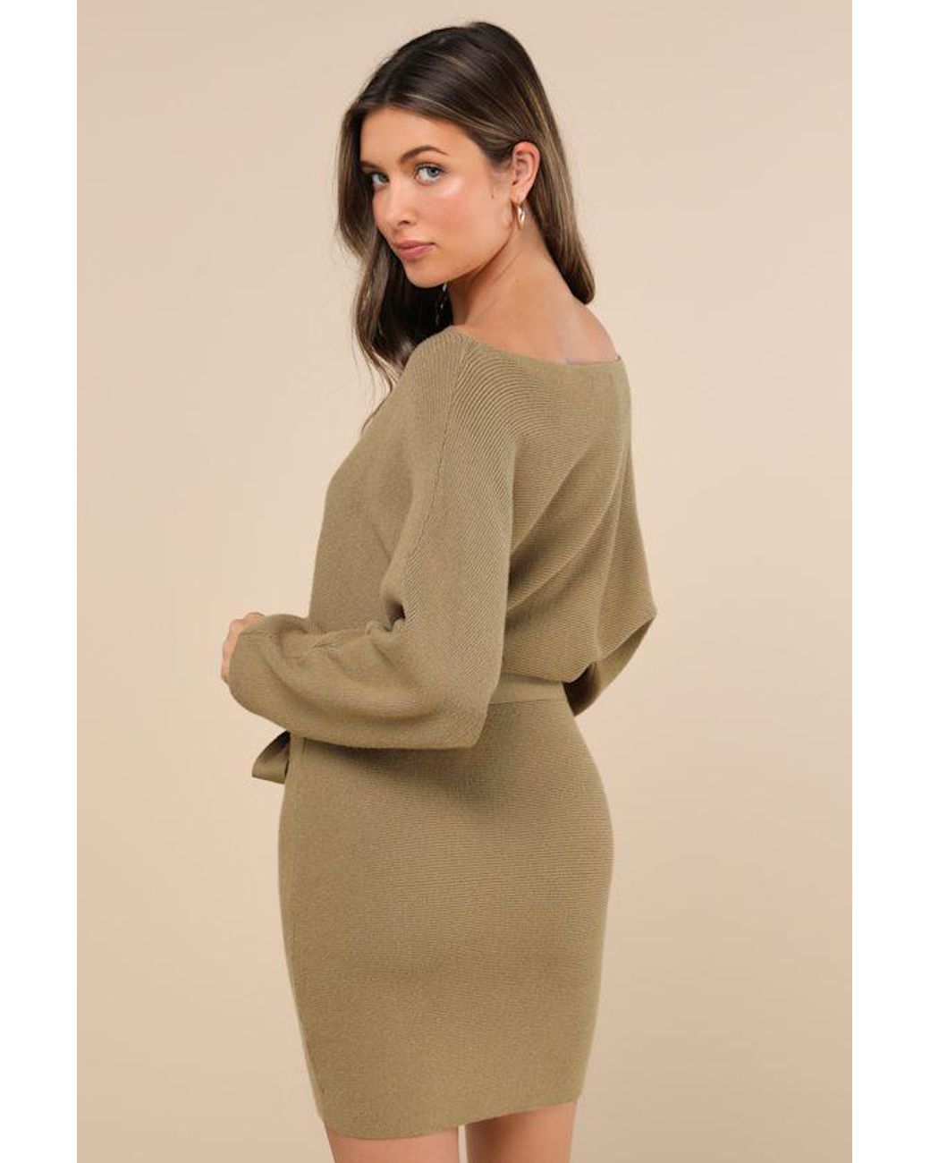 Lulus Modern Comfort Dolman Sleeve Mini Sweater Dress in Natural Lyst UK