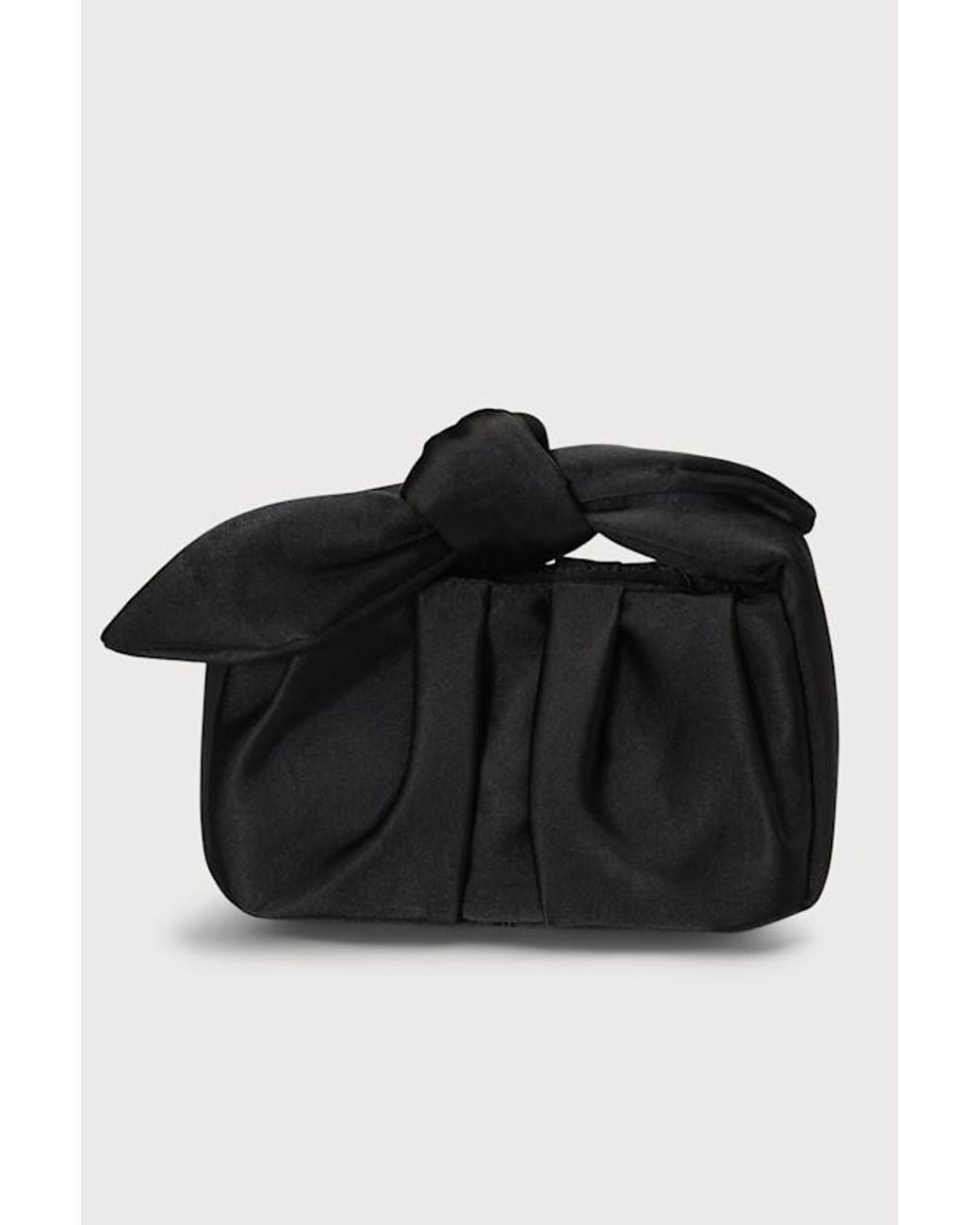 Lulus Black Essential Style Satin Knot Handle Clutch Bag