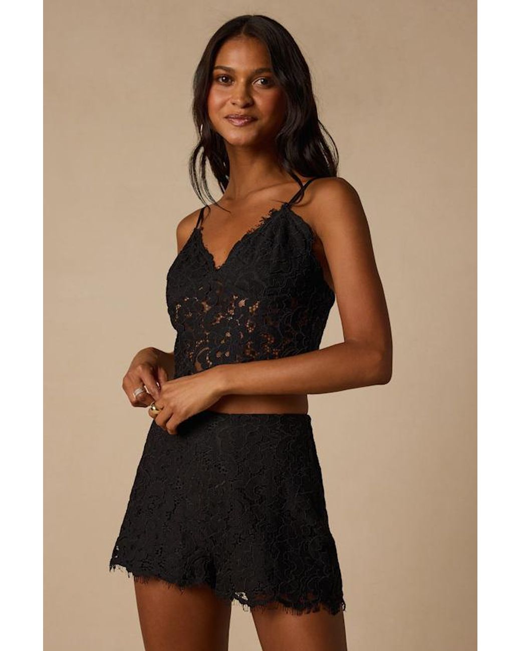 Lulus Black Dalia Lace High-Rise Shorts