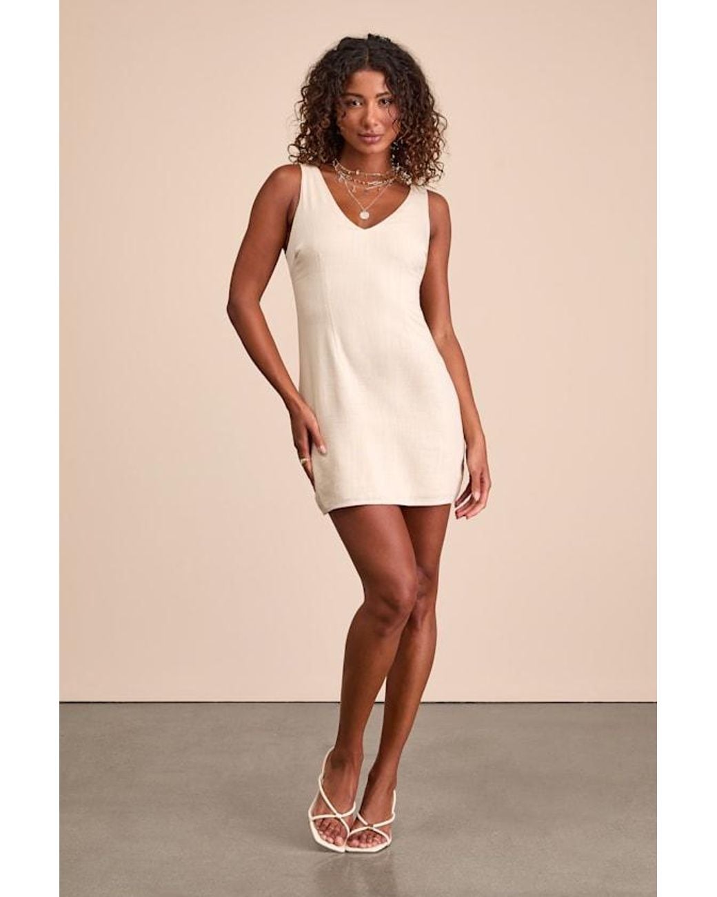 Lulus Natural Packing For Positano Linen Sleeveless Mini Dress
