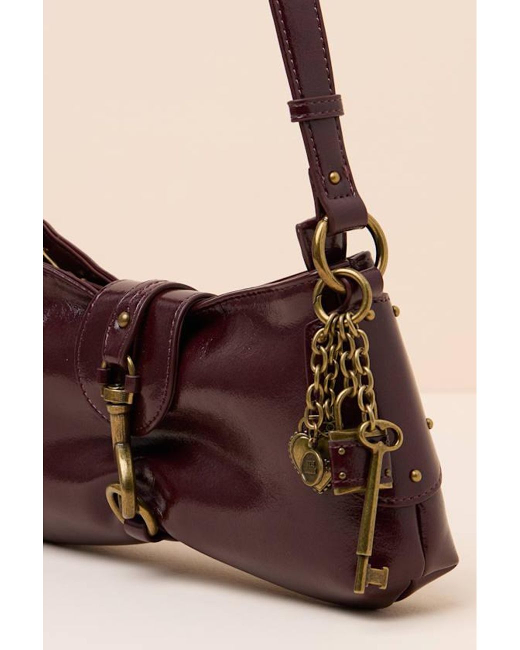 Steve Madden Red Vexa Wine Scarf Handle Shoulder Bag