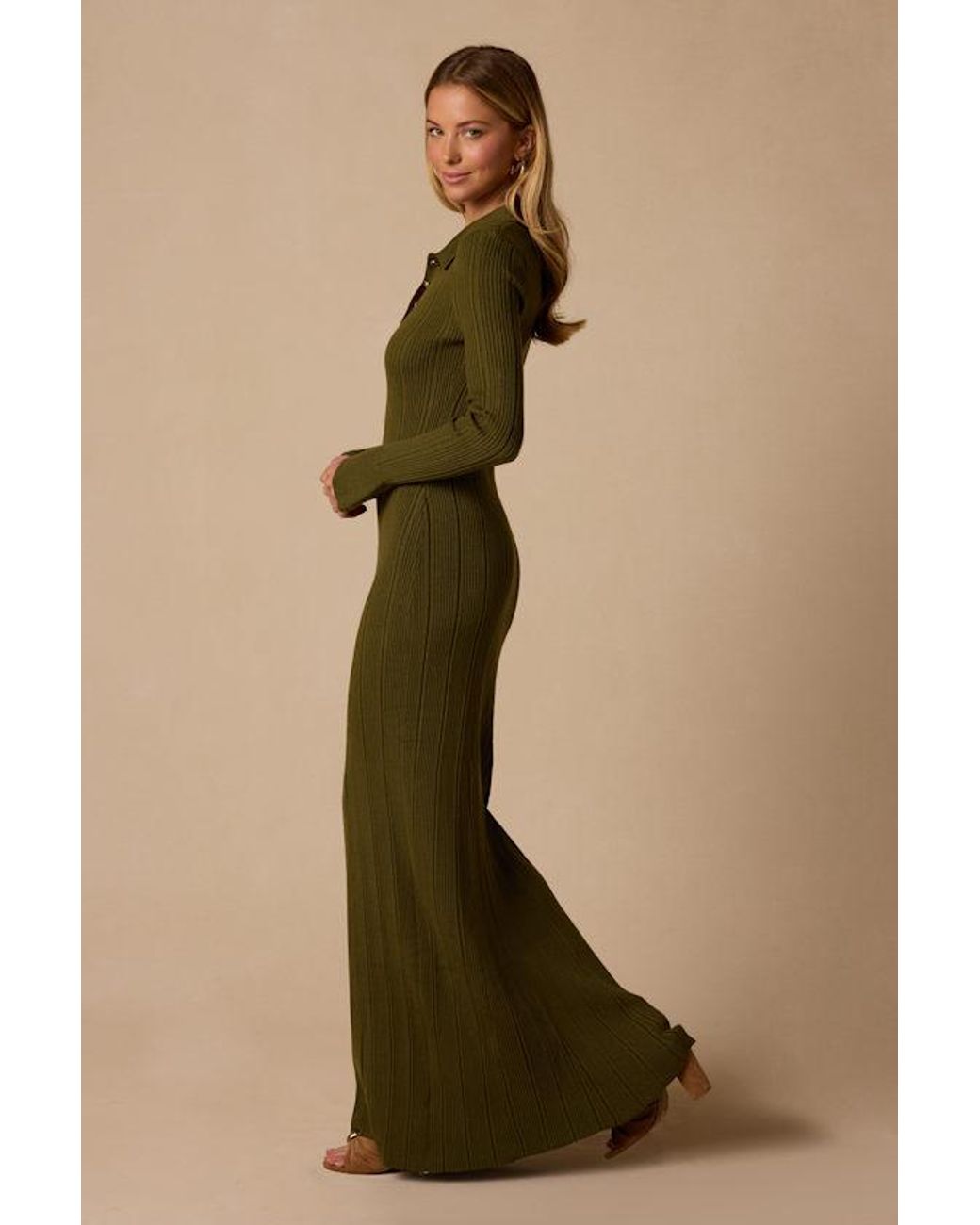 Lulus Green Juna Ribbed Knit Maxi Dress