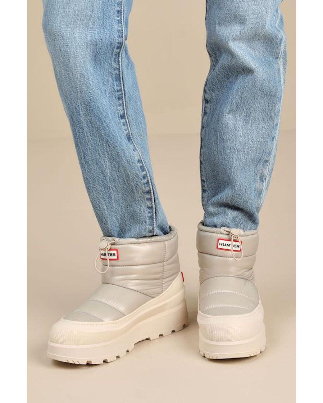HUNTER Amble Light Natural Waterproof Puffer Booties | Lyst display picture 2