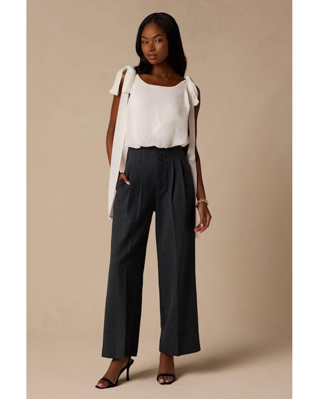 Lulus Natural Rina Pleated High-Rise Trousers