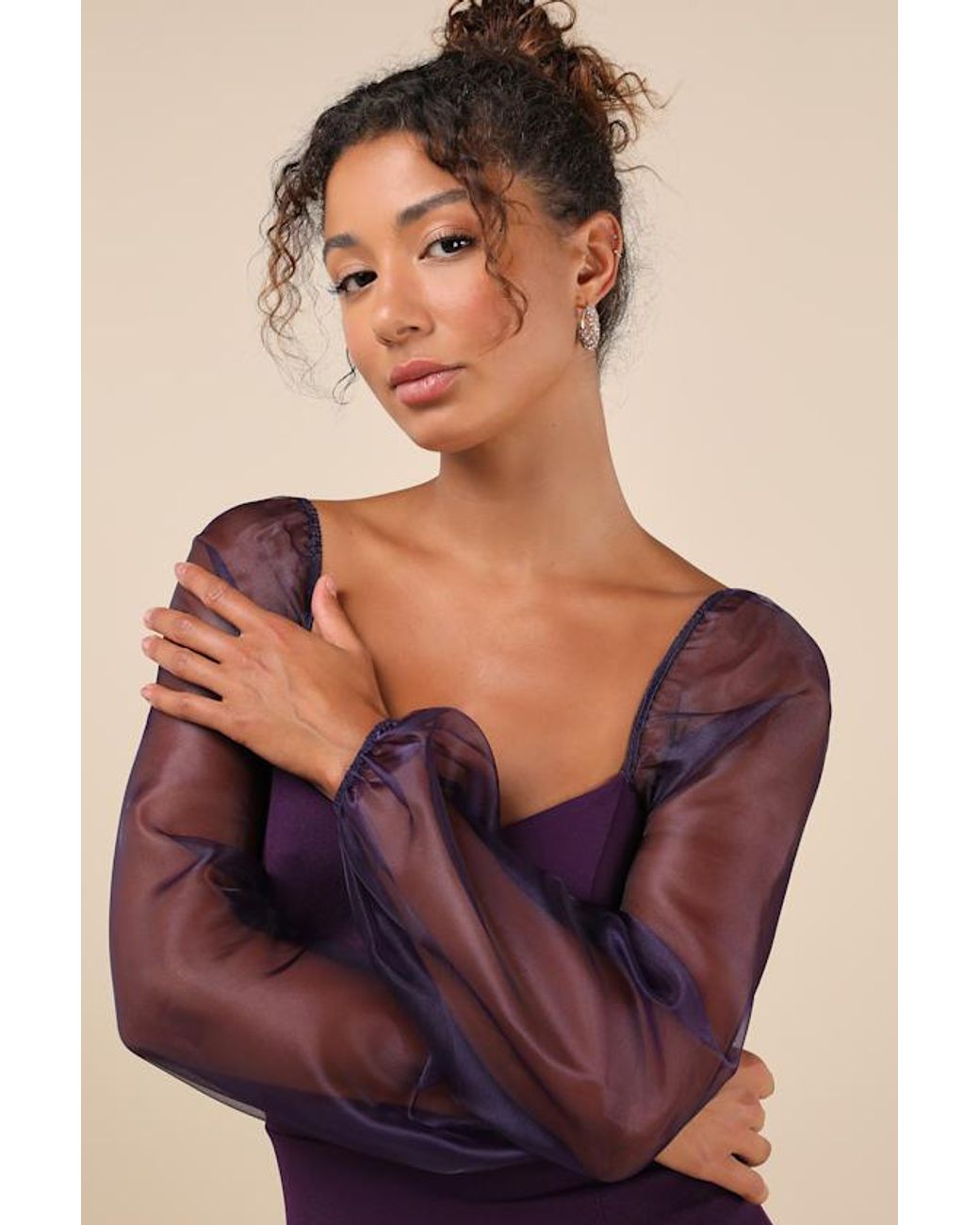 Lulus Purple Sophisticated Aura Long Sleeve Bodycon Mini Dress