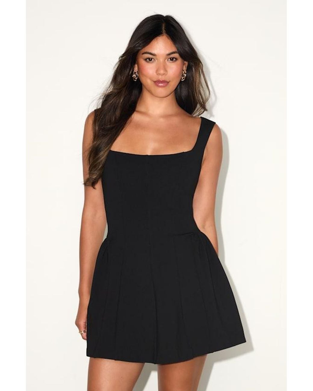 Lulus Black Roetta Sleeveless Pleated Mini Dress