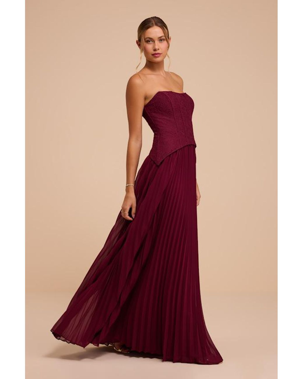 Lulus Red Olivia Strapless Bustier Maxi Dress