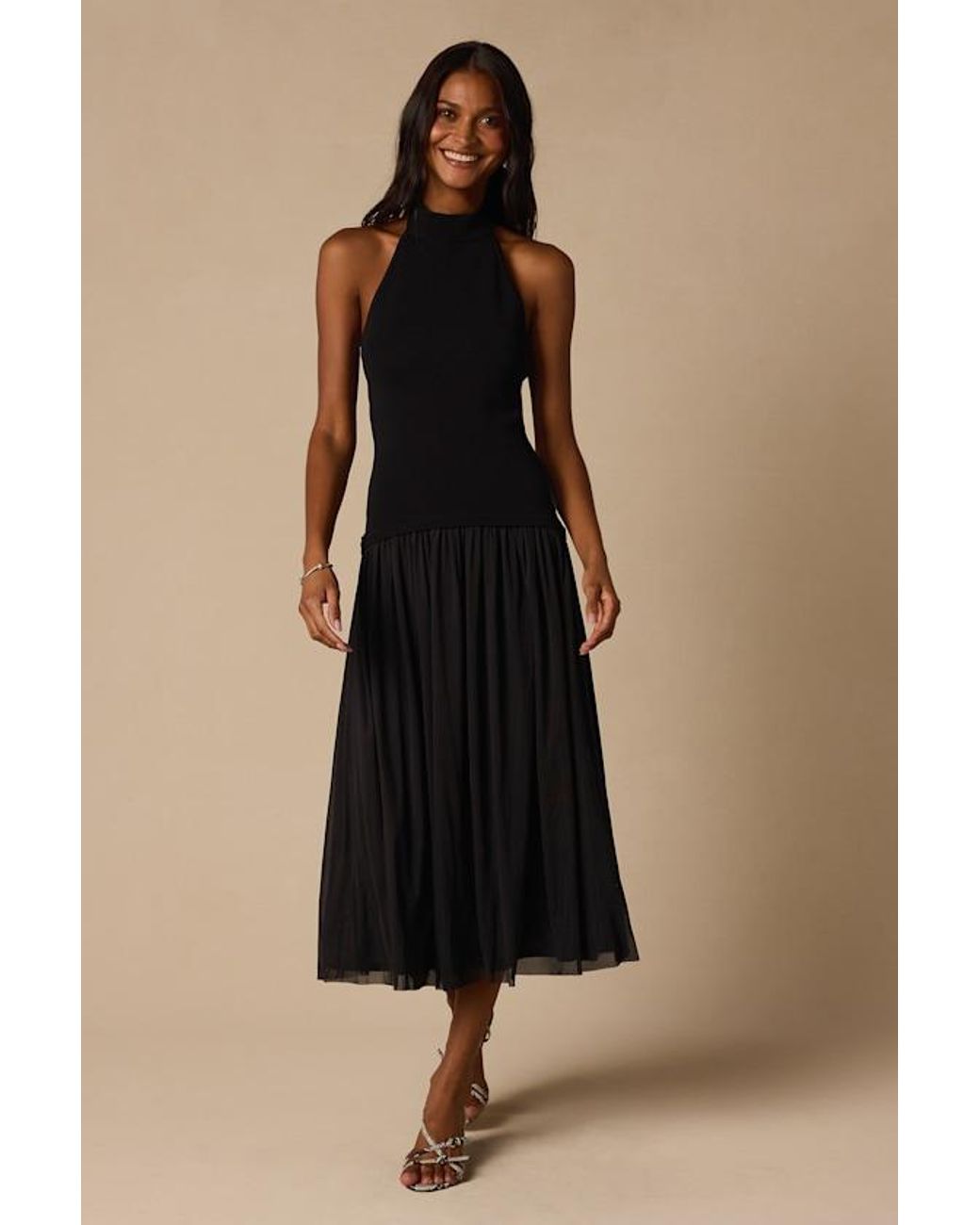 Lulus Natural Drusilla Drop Waist Midi Dress