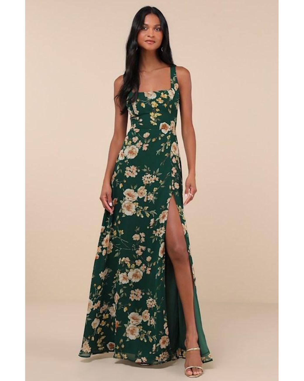 Lulus Blue Remarkable Arrival Floral Sleeveless Maxi Dress