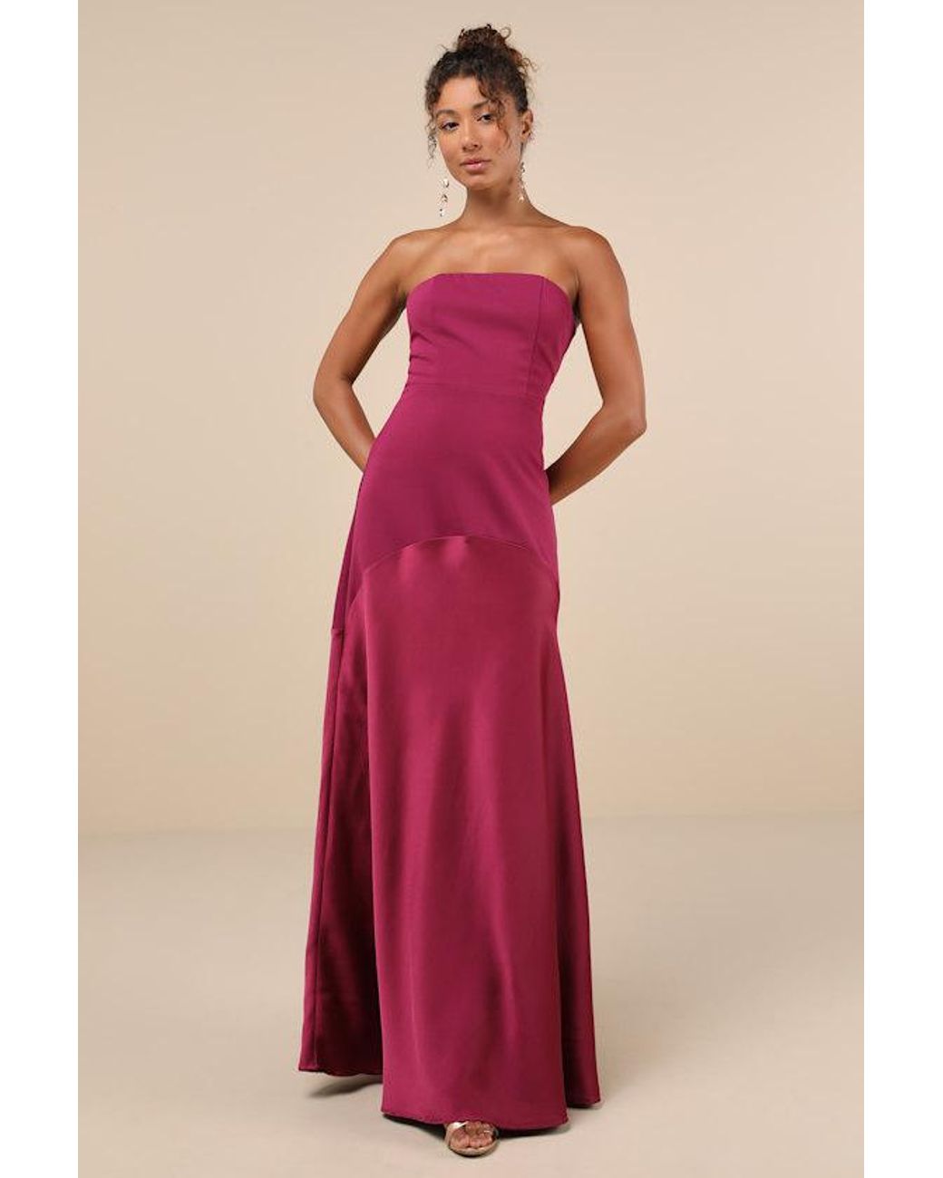 Lulus Red Compelling Style Strapless A-Line Maxi Dress