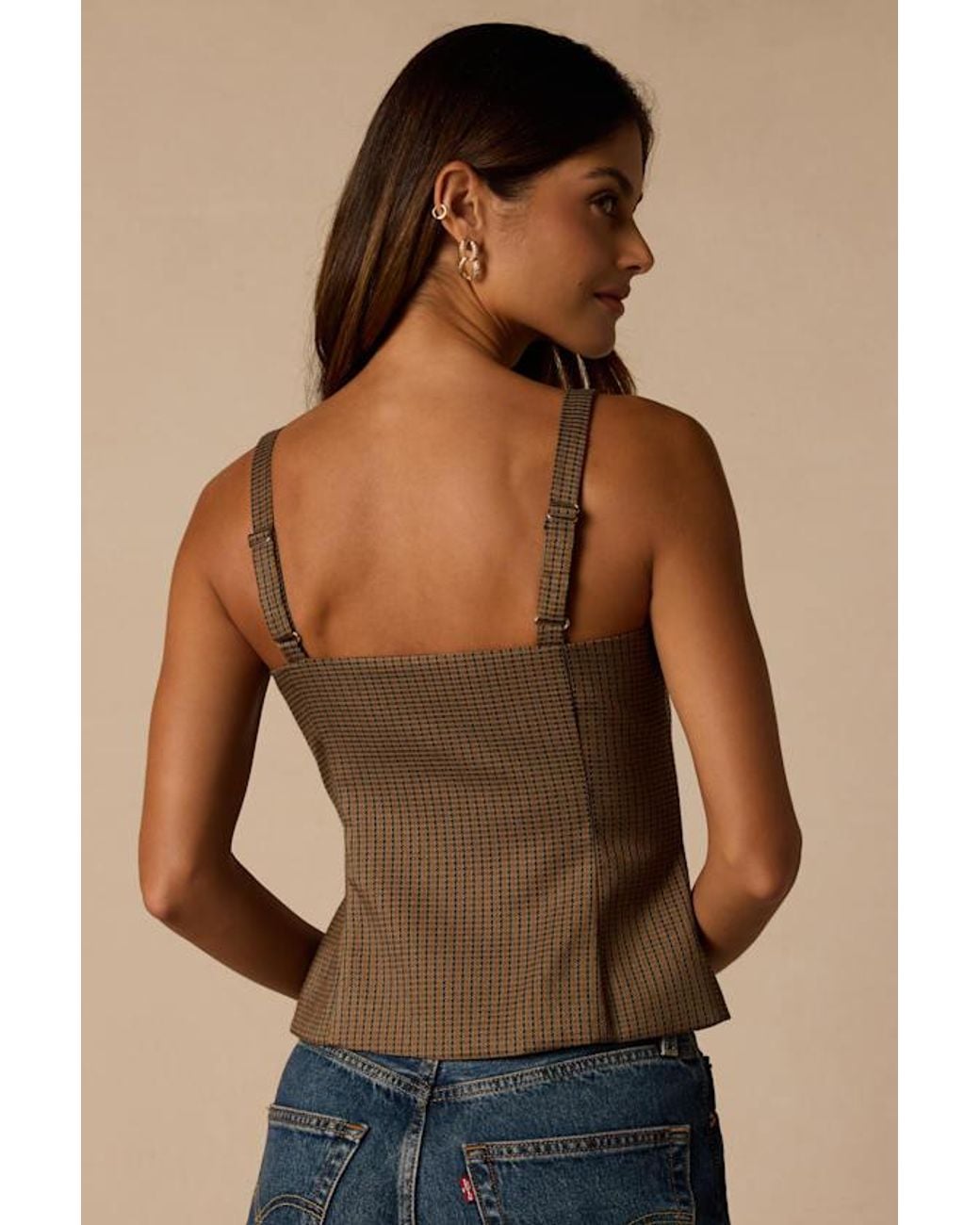 Lulus Blue Gibson Houndstooth Button-Up Tank