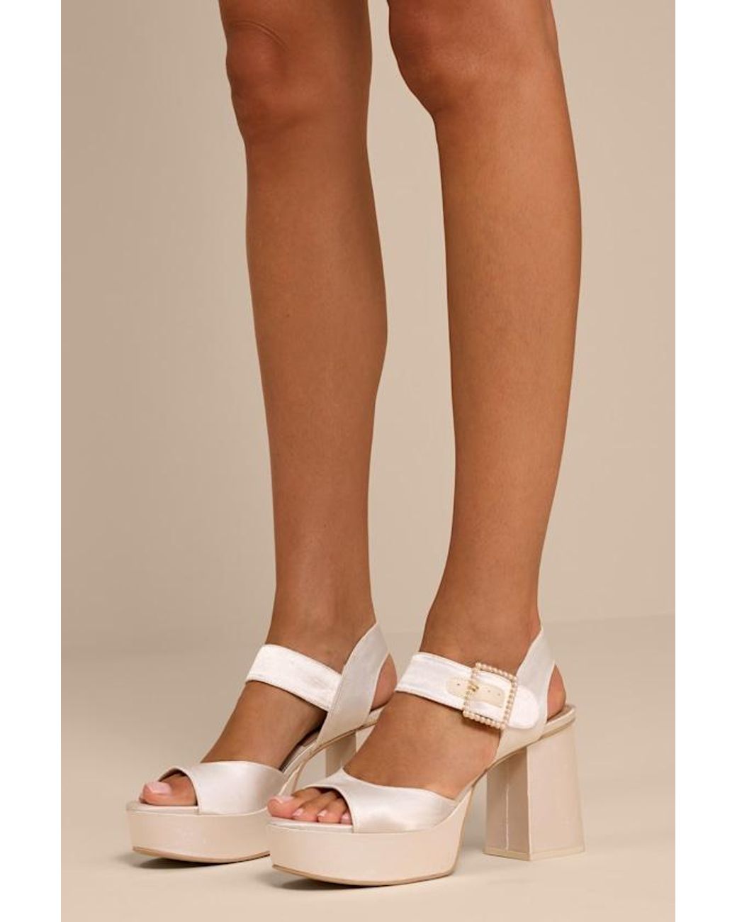 Dolce Vita Natural Bobby True Satin Platform High Heel Sandals