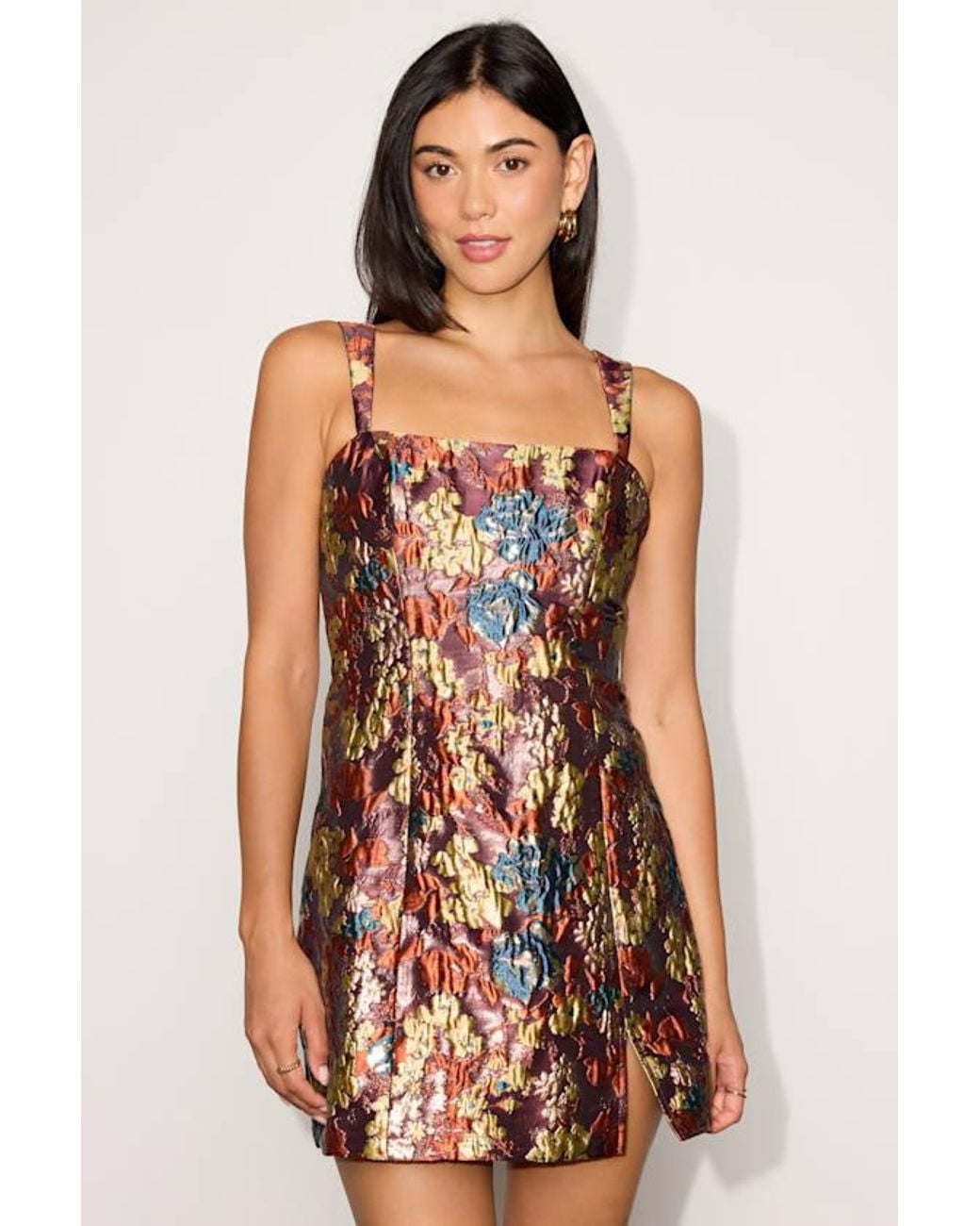 Lulus Red Becks Floral Jacquard Mini Dress