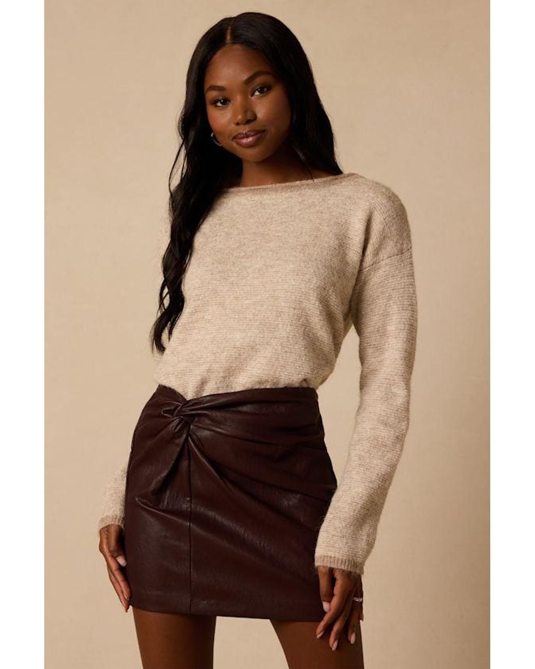Lulus Natural Lewiston Dark Vegan Leather Mini Skirt