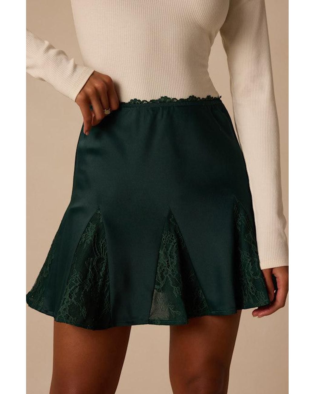 Lulus Black Margot Hunter Lace Satin Mini Skirt
