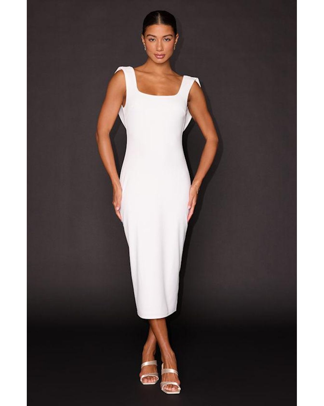 Lulus Black Sullivan Cowl Back Midi Dress