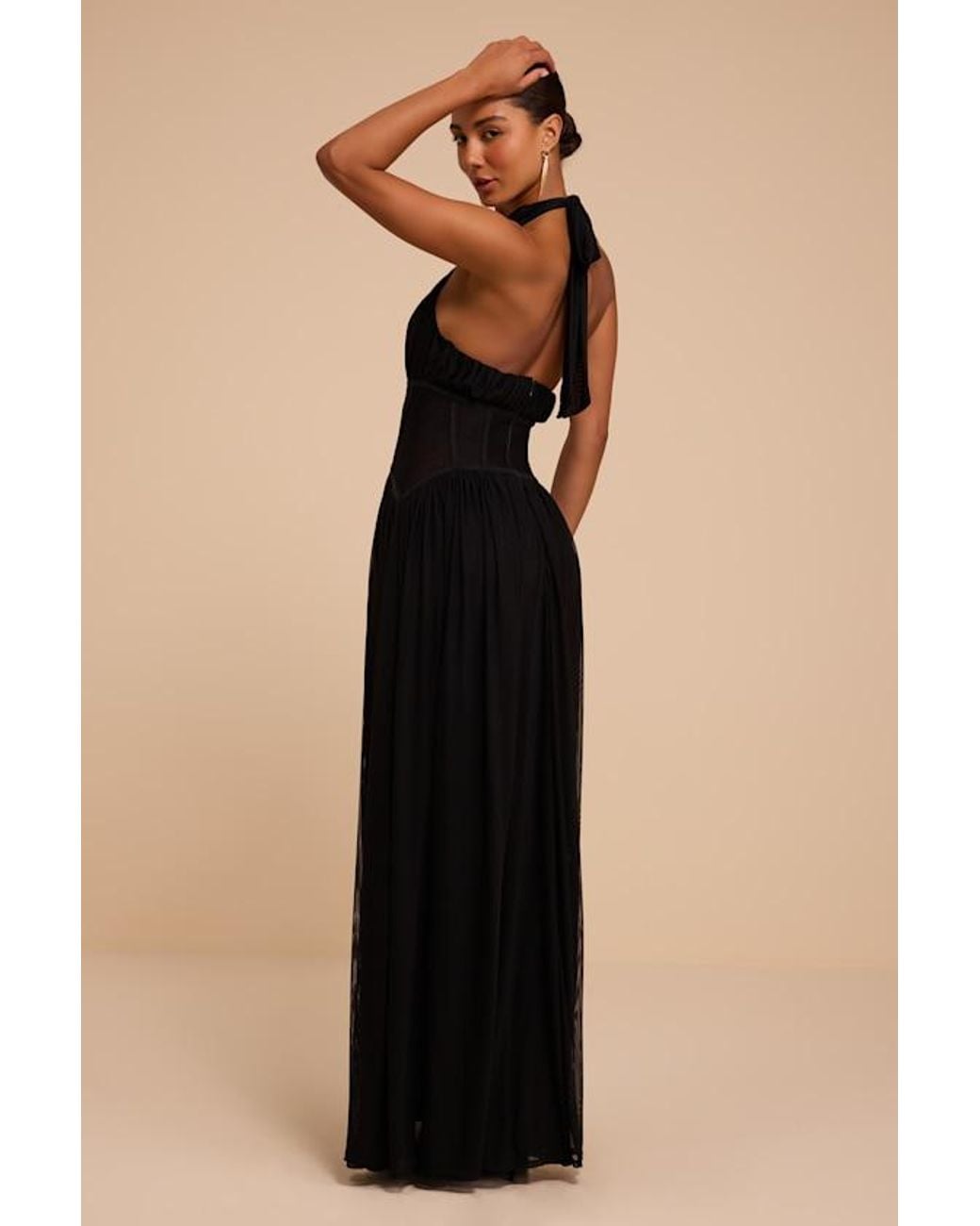 Lulus Black Lenora Halter Maxi Dress