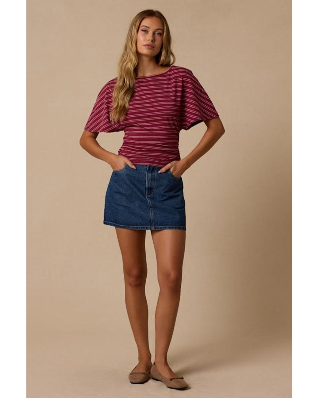 Lulus Red Austin Striped Dolman Sleeve Top