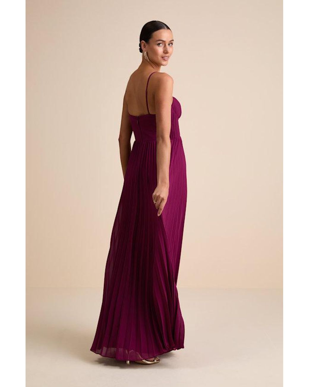 Lulus Purple Admirable Elegance Plum Pleated Bustier Maxi Dress