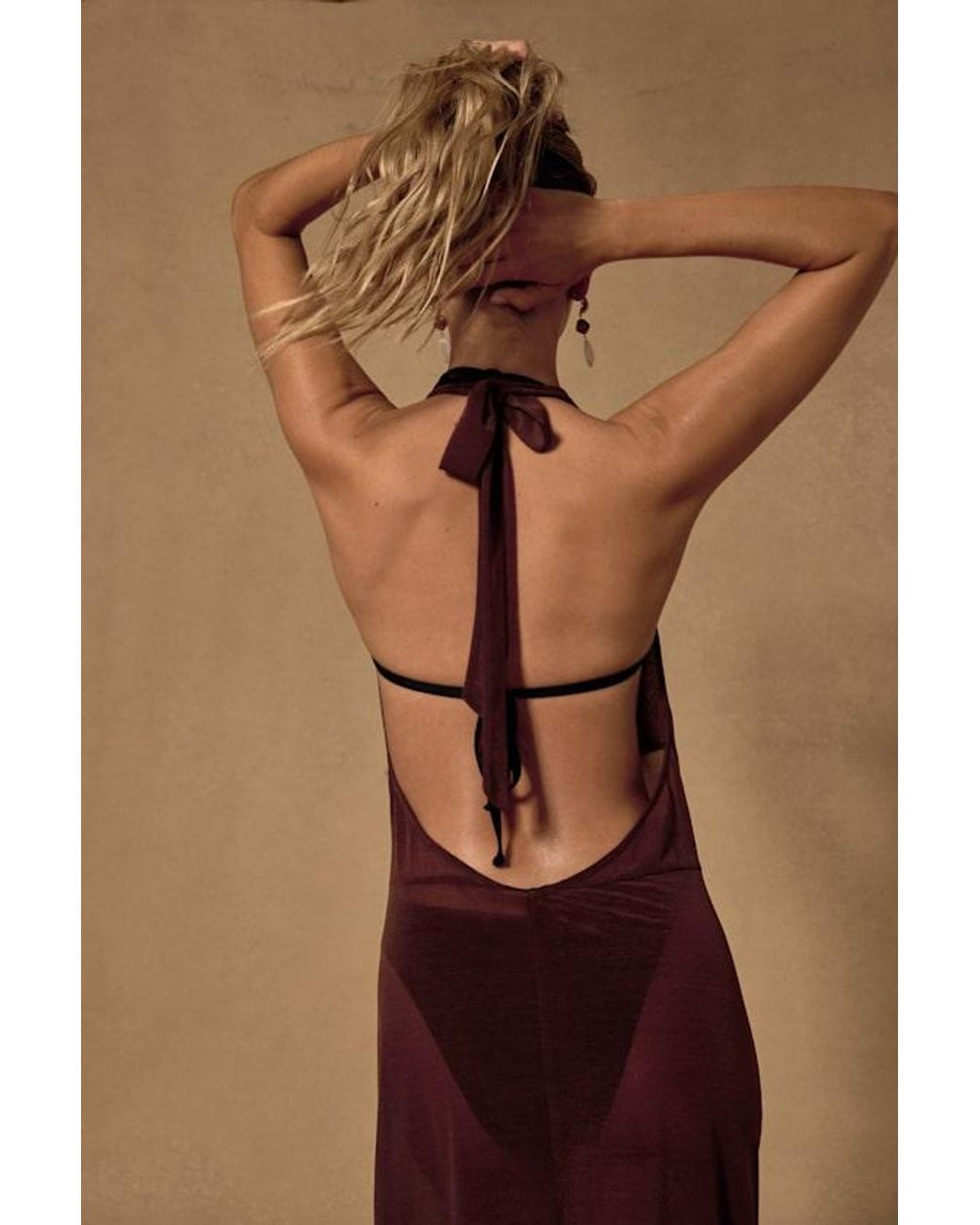 Lulus Brown Tahani Mesh Cowl Maxi Swim Cover-Up