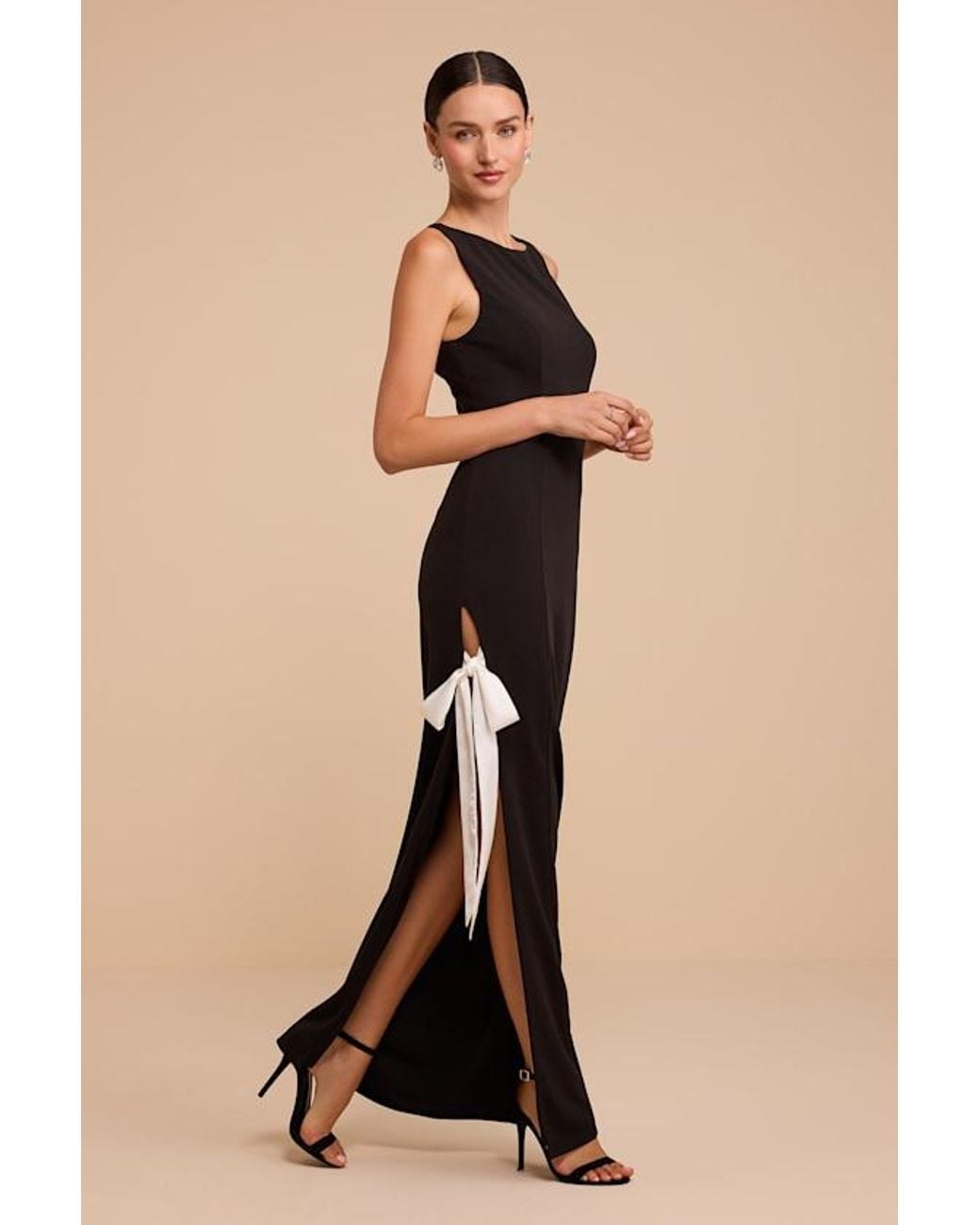 Lulus Natural Mia Bow Maxi Dress