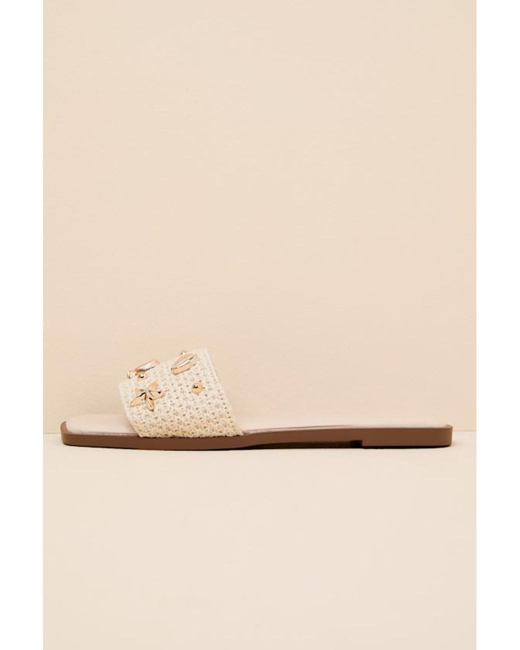 Lulus Natural Layan Seashell Slide Sandals