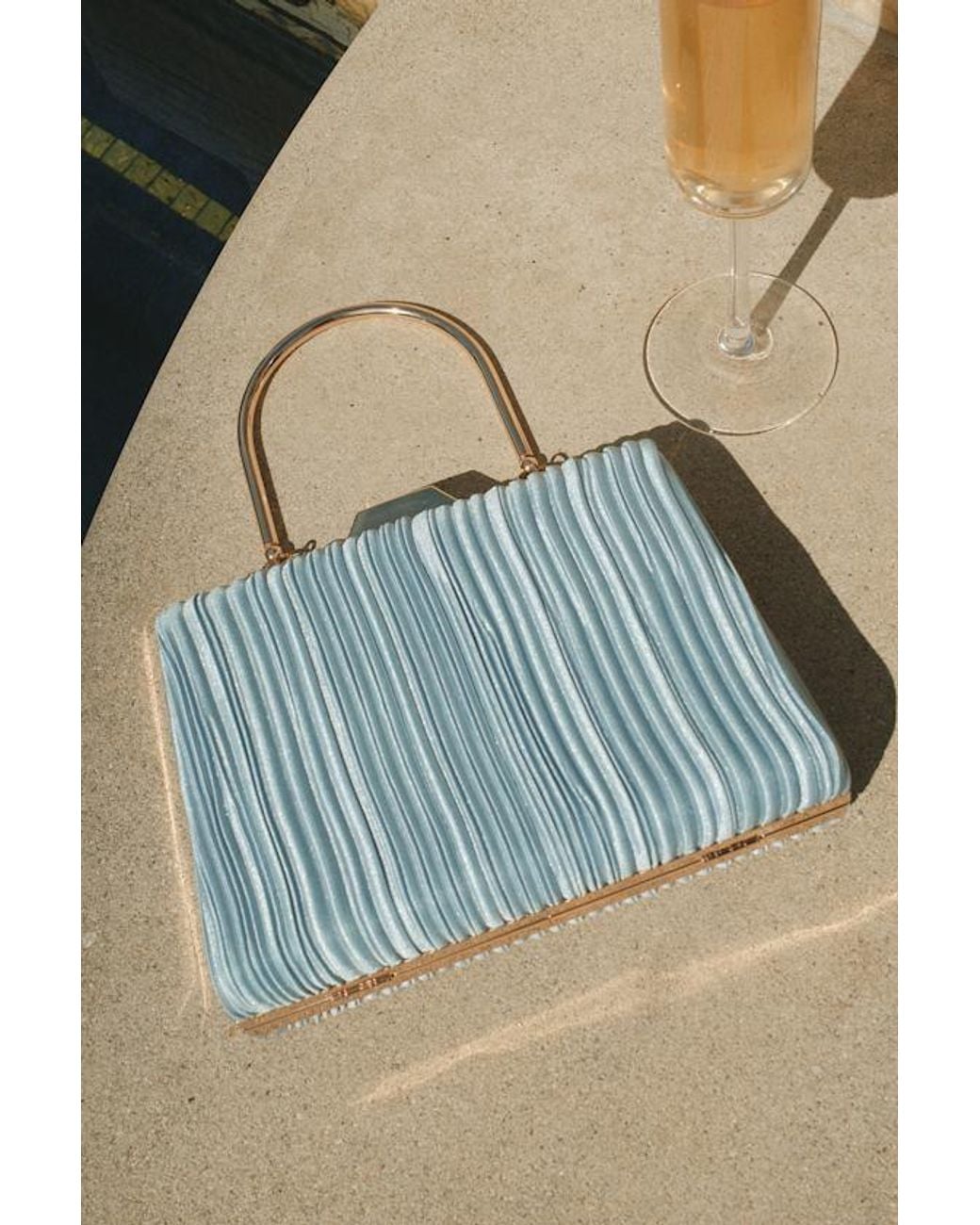Lulus Blue Ezra Pleated Crossbody Clutch