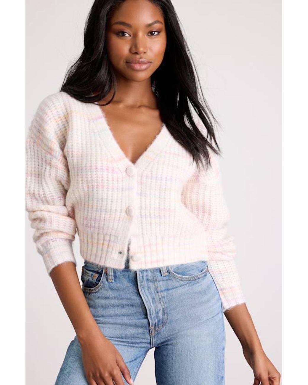 Lulus White Amberlynn Space Dye Cropped Cardigan