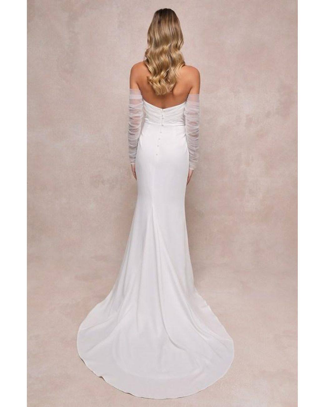 Lulus Natural Eternal Bliss Tulle Off-The-Shoulder Bustier Maxi Dress