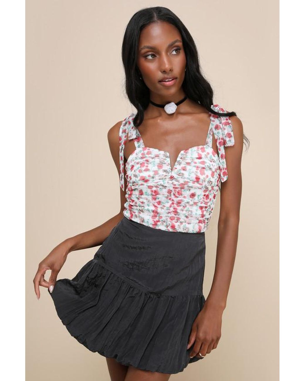 Lulus Black Aesthetic Mentality Bubble-Hem Mini Skirt