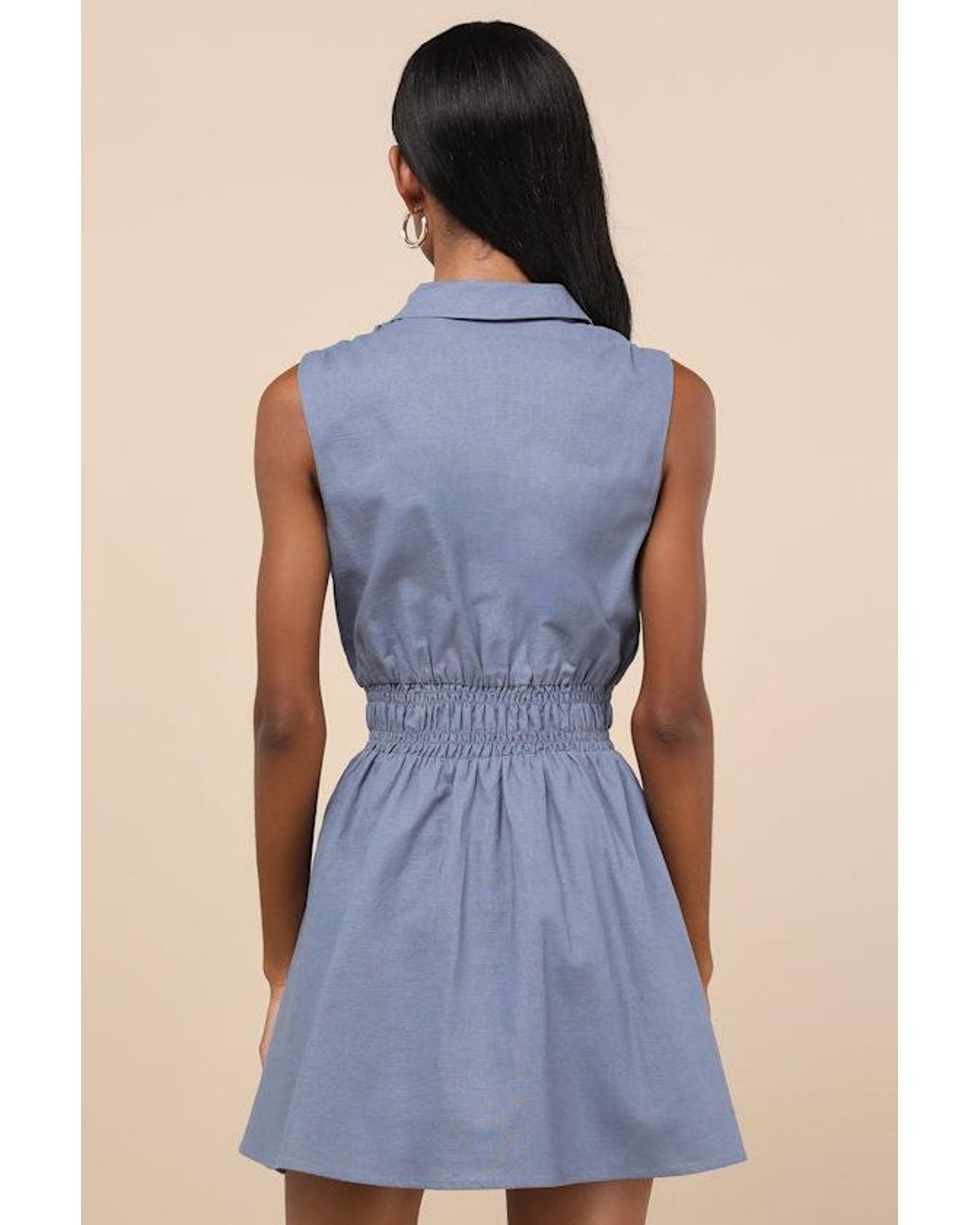 Lulus Blue Jaliyah Collared Button-Front Mini Dress
