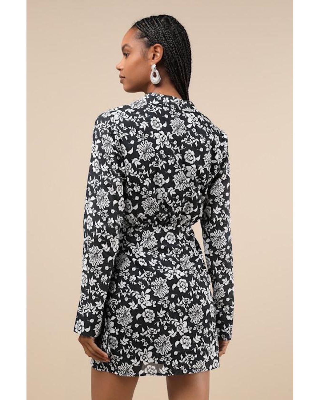 Lulus Black Made To Charm & Floral Collared Buckle Mini Dress