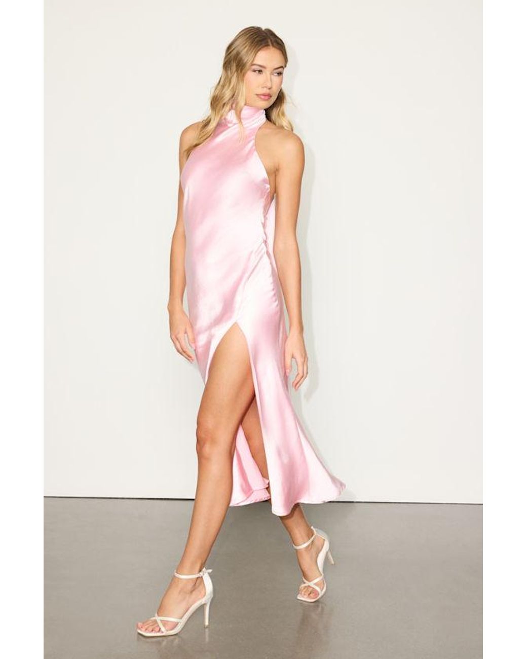 Lulus White Exceptional Status Halter Backless Slip Midi Dress