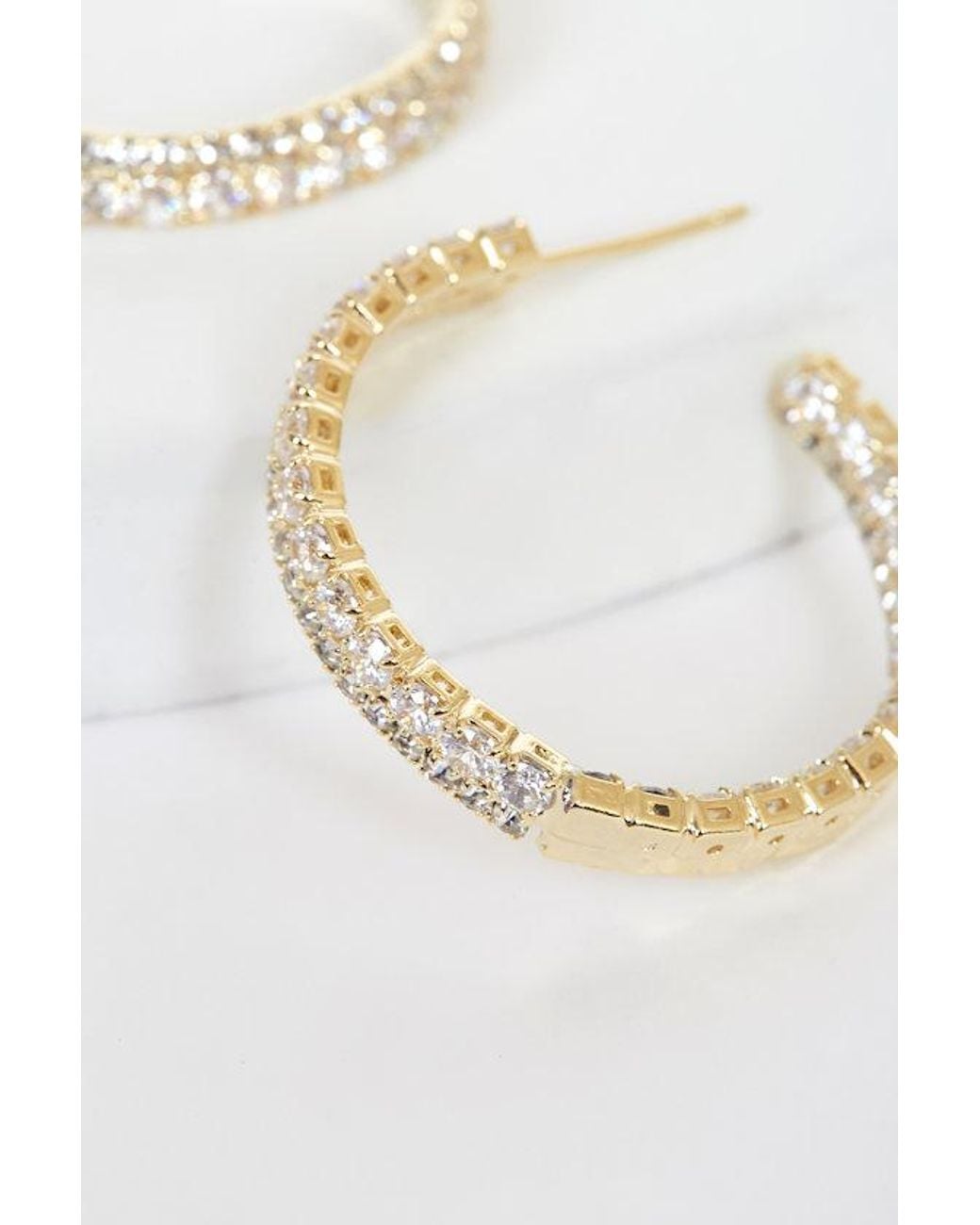 Lulus Brown Oh My Elegance Rhinestone Hoop Earrings