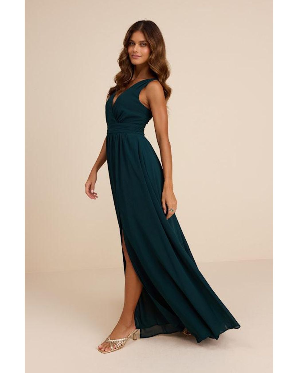 Lulus Blue Thoughts Of Hue Surplice Maxi Dress