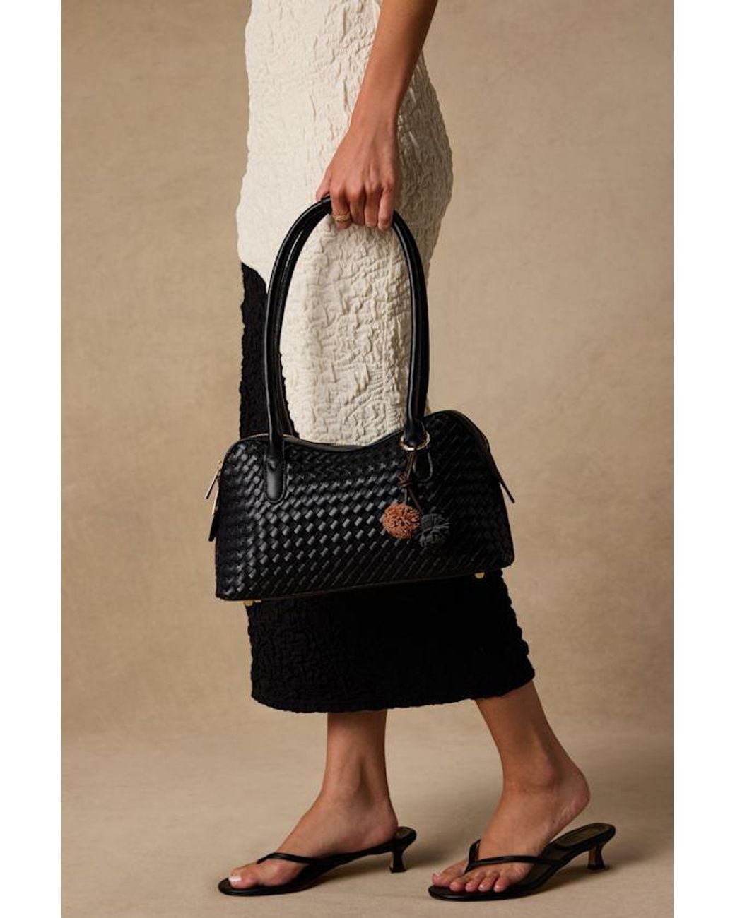 Lulus Black Suri Woven Shoulder Bag