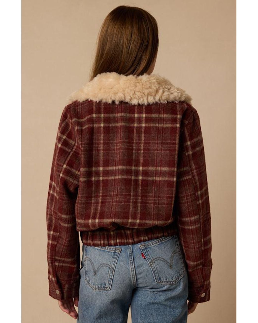 Lulus Brown Pinak Plaid Faux Fur Jacket
