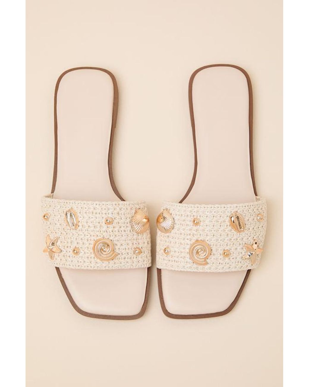 Lulus Natural Layan Seashell Slide Sandals