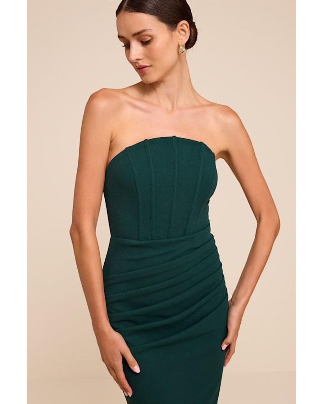 Lulus Blue Laney Hunter Strapless Corset Maxi Dress